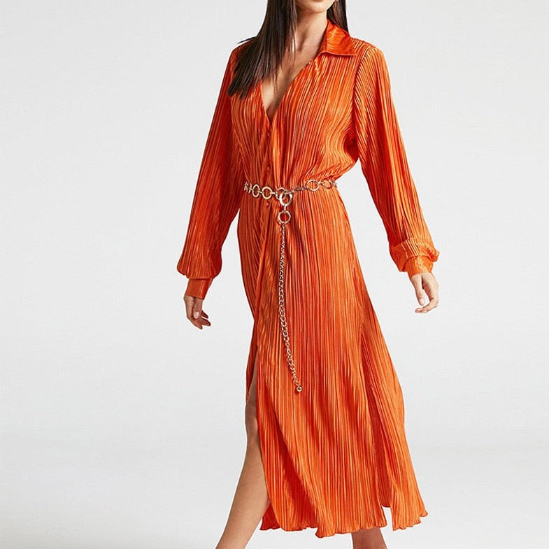 Anastasia | Elegant Pleated Long Women's Dress for Any Occasion